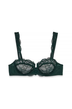 Deep Green Balconette-bh med brede stropper og blonder