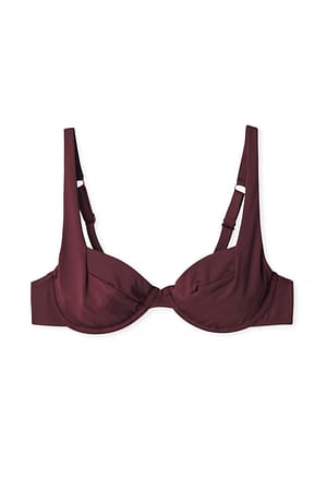 Burgundy Wide Strap Wired Bikini Bra
