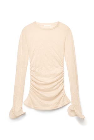 Offwhite Jersey-topp med kablede ermer
