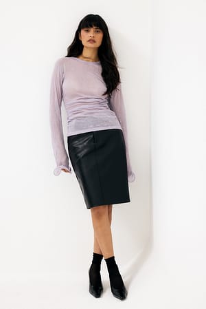 Lavender Jersey-Top mit verdrahteten Ärmeln