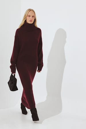 Plum Robe mi-longue en maille de laine mélangée