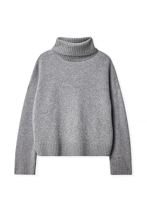 Dark Grey Jersey de lana con cuello alto´tipo tortuga