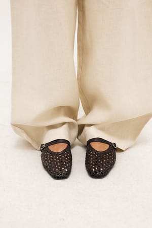 DK Brown Ballerinas aus gewebtem Leder