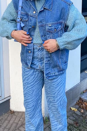 Blue Zebra Økologiske rett denim med trykk