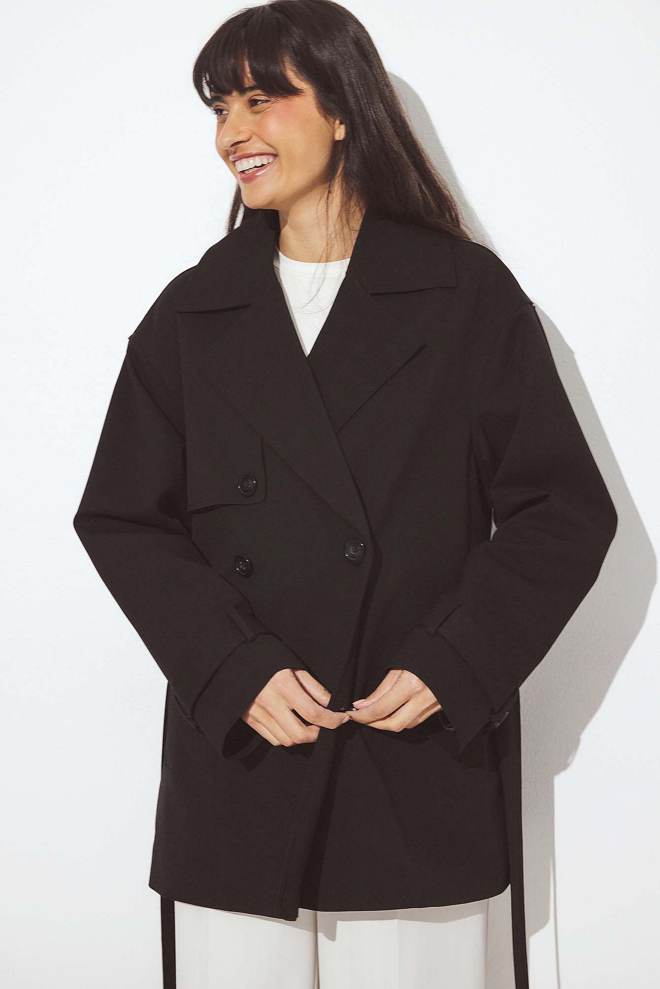 Black Kort trenchcoat med bälte