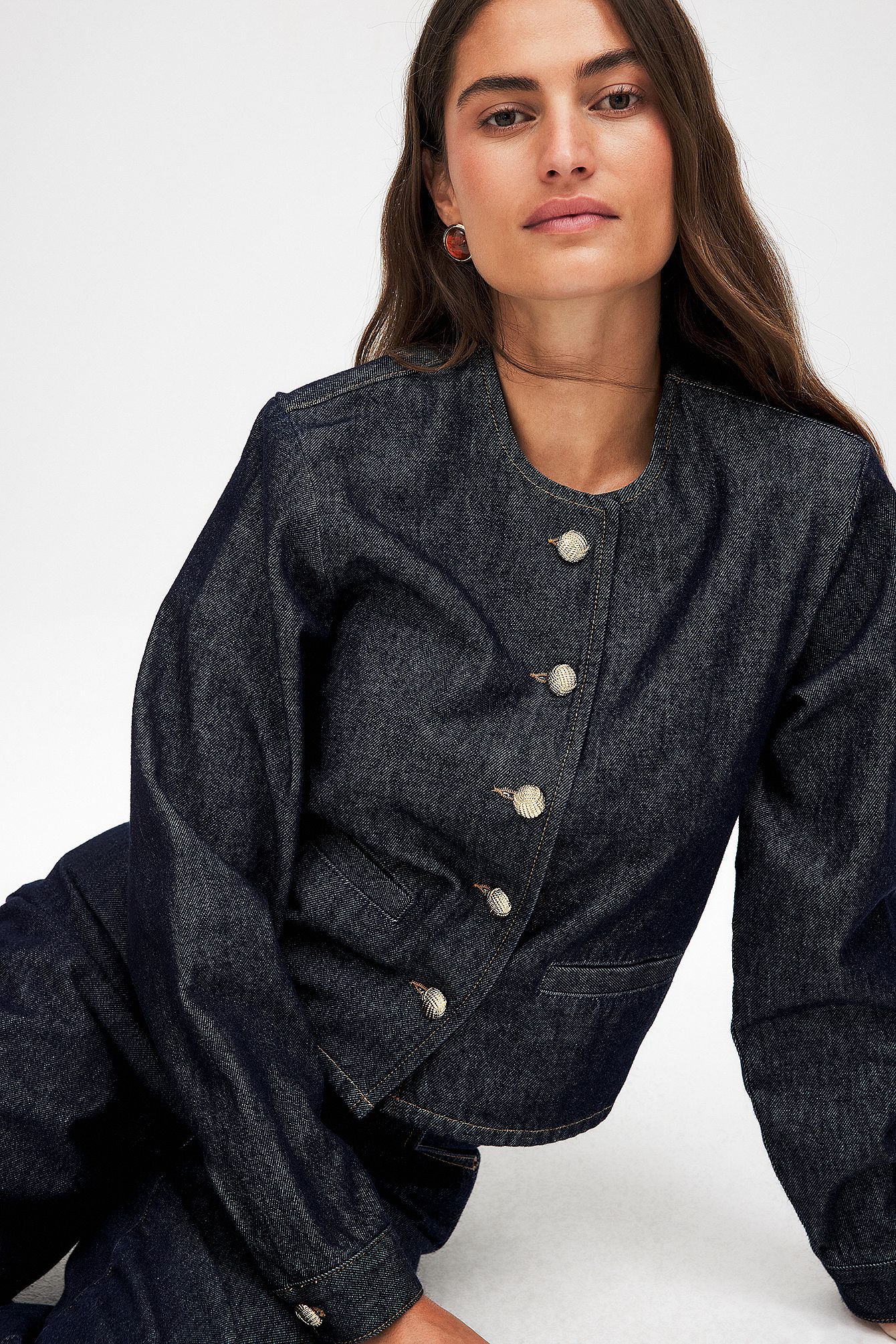 Rinse Wash Denimjacka med knappdetalj