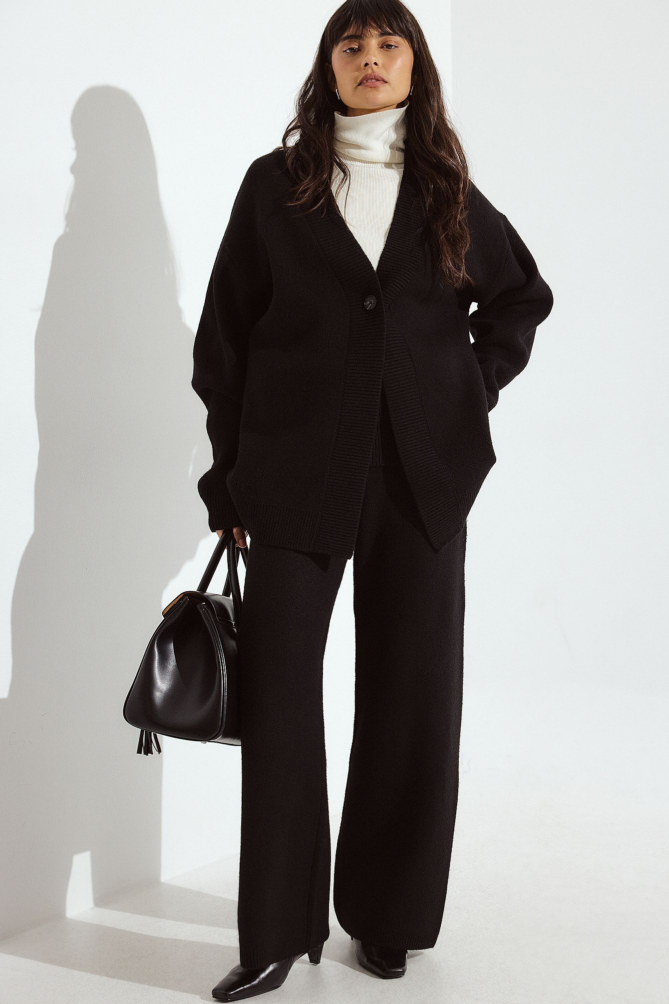 Black Strickhose mit Umschlag