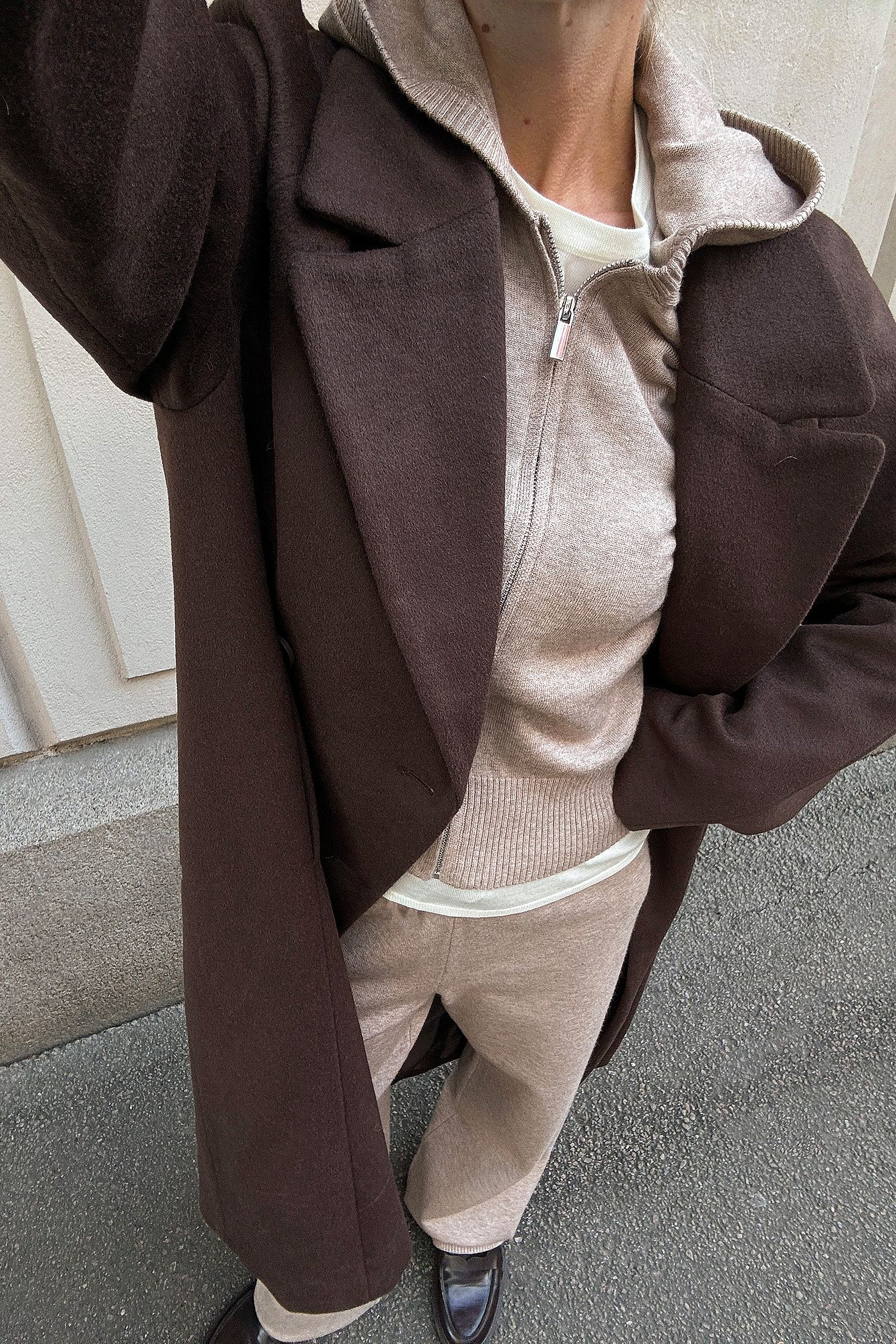 Beige Melange Strickhose