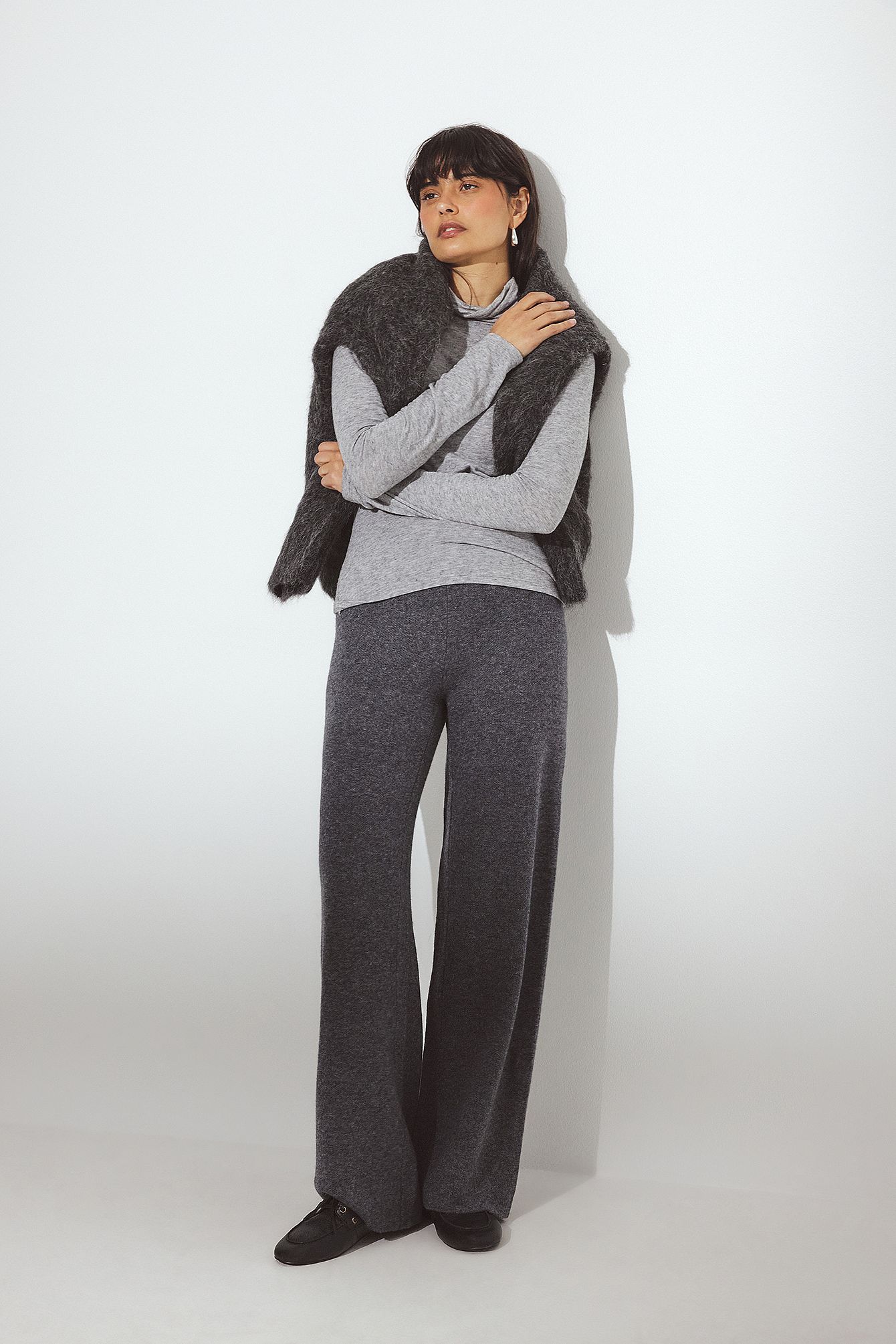 Grey Melange Hose aus Wollmischung