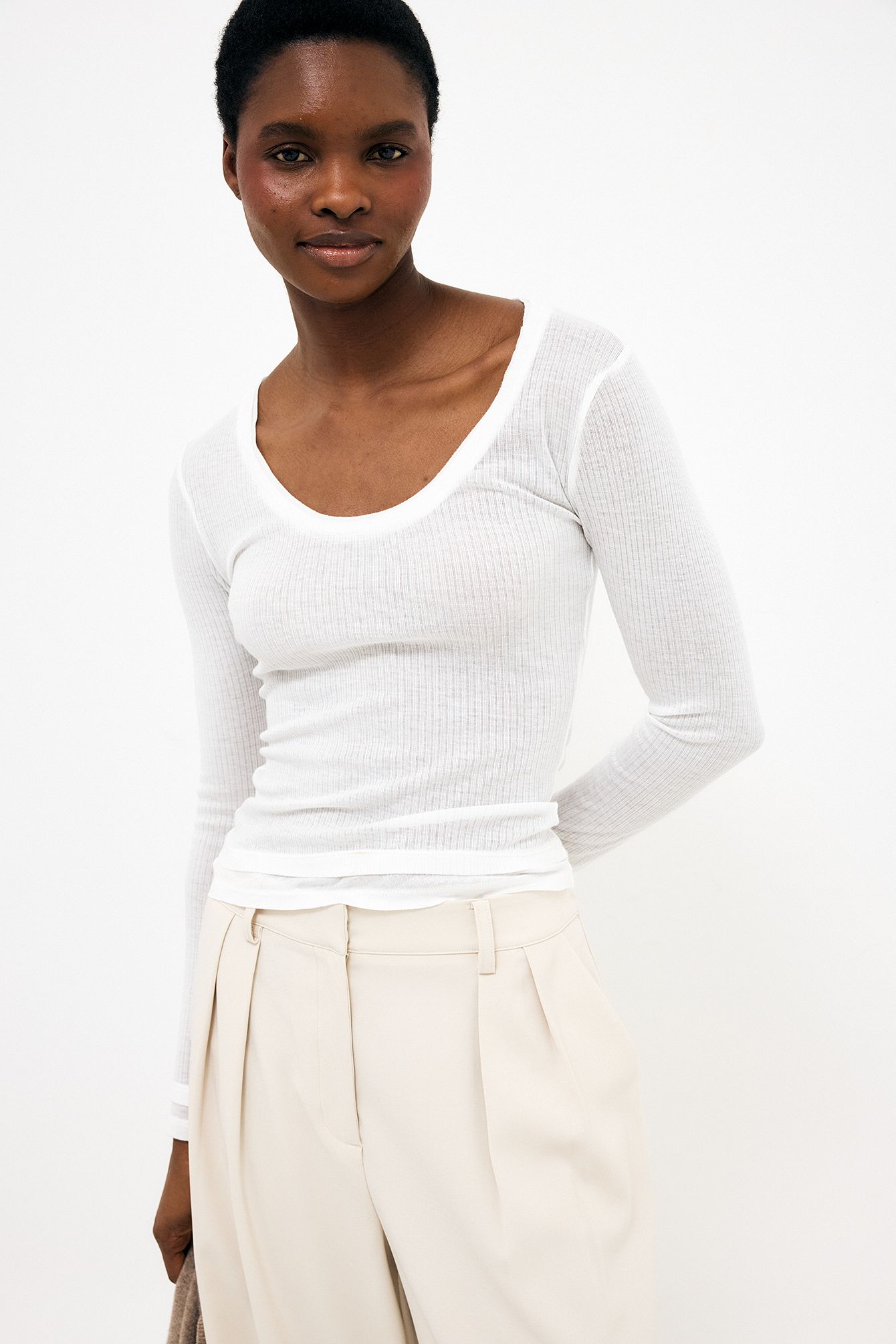 White Top en jersey à manches longues