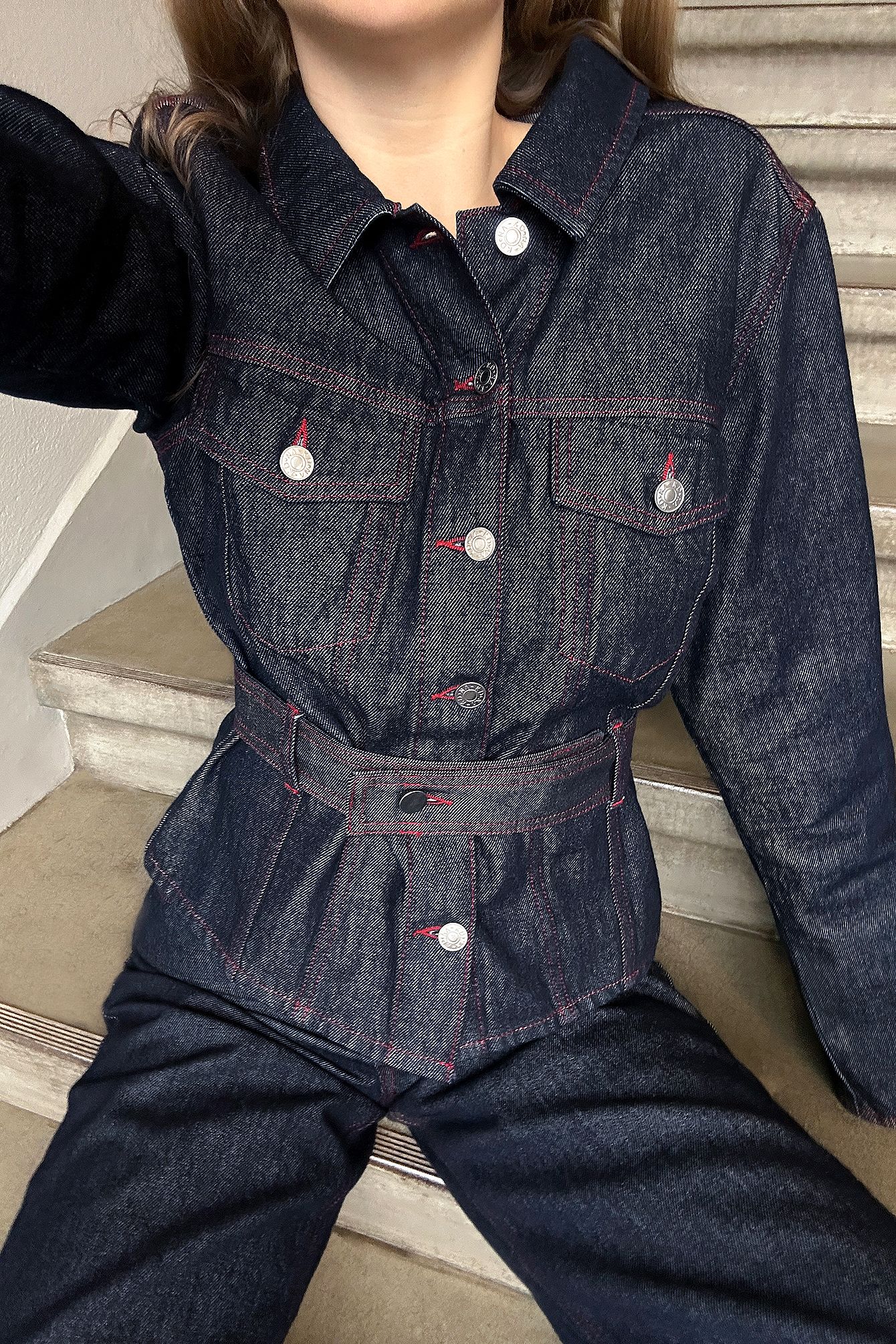 Rinse Wash Denimjacka med bältesdetalj