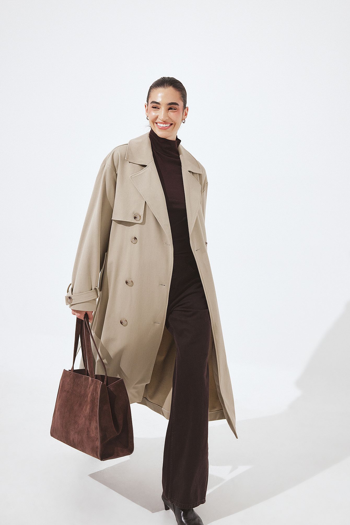 Beige Oversized trenchcoat