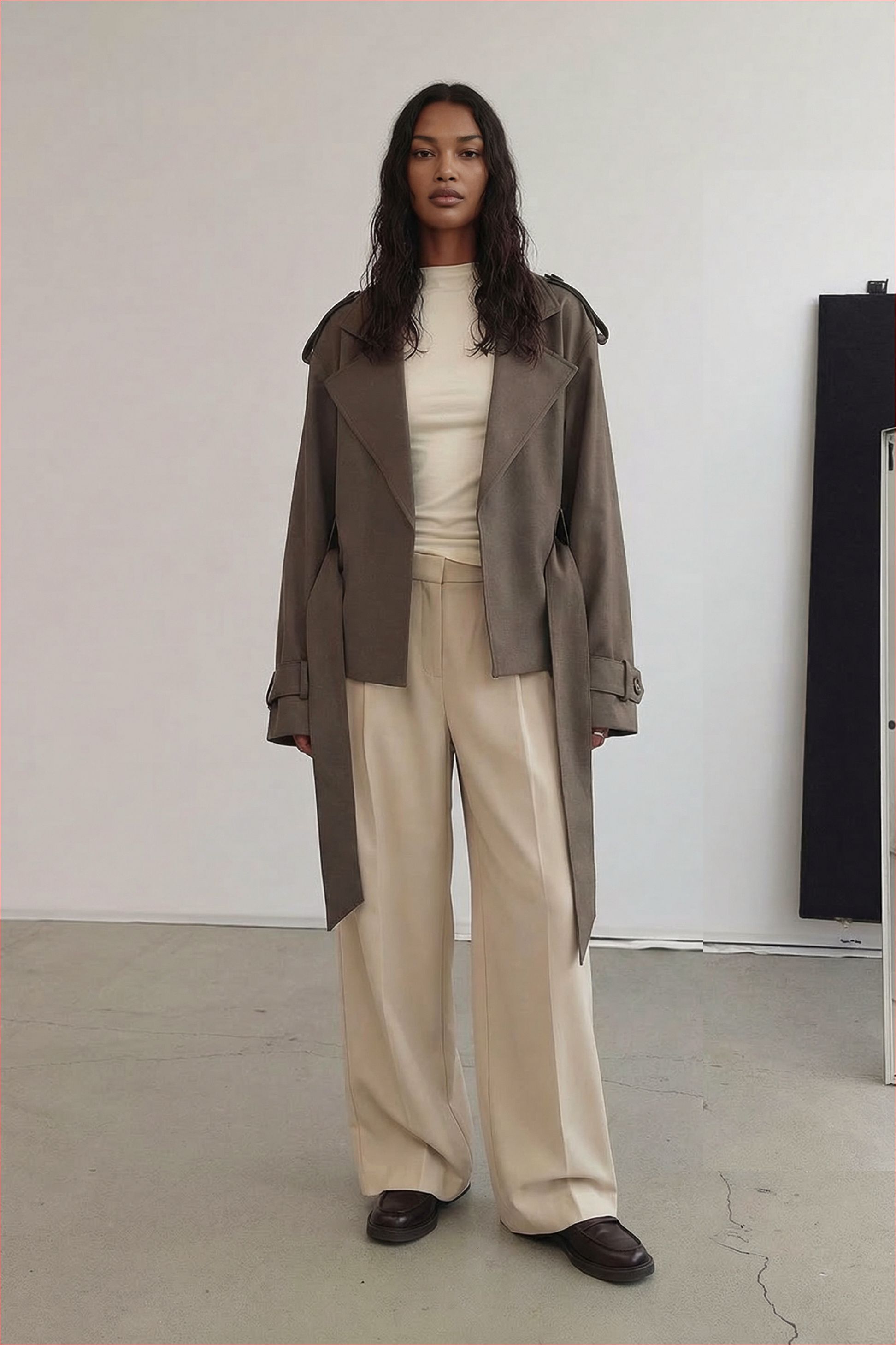 Taupe Mjuk trenchcoat med bälte