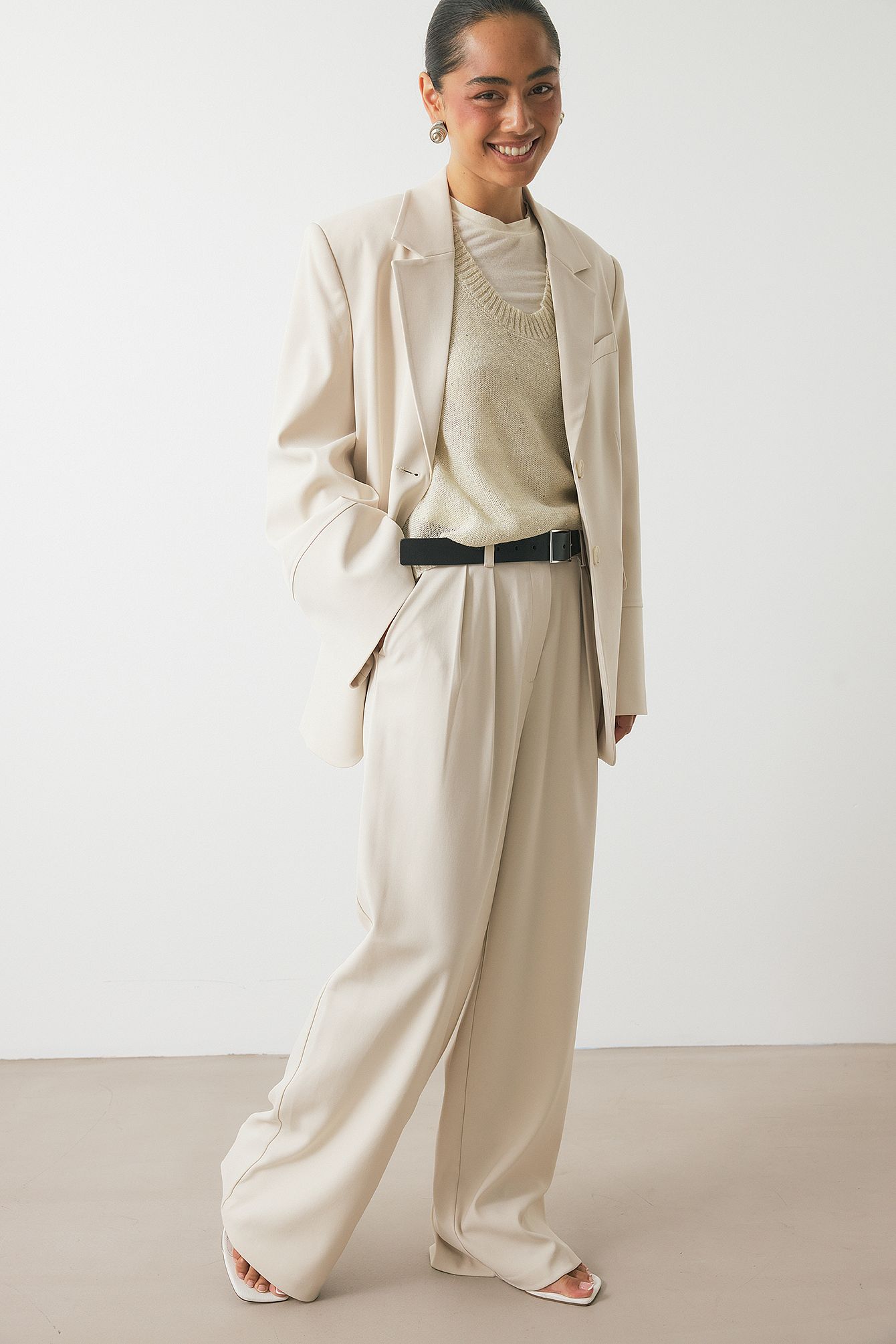 Sand Pantalon de tailleur large à taille haute