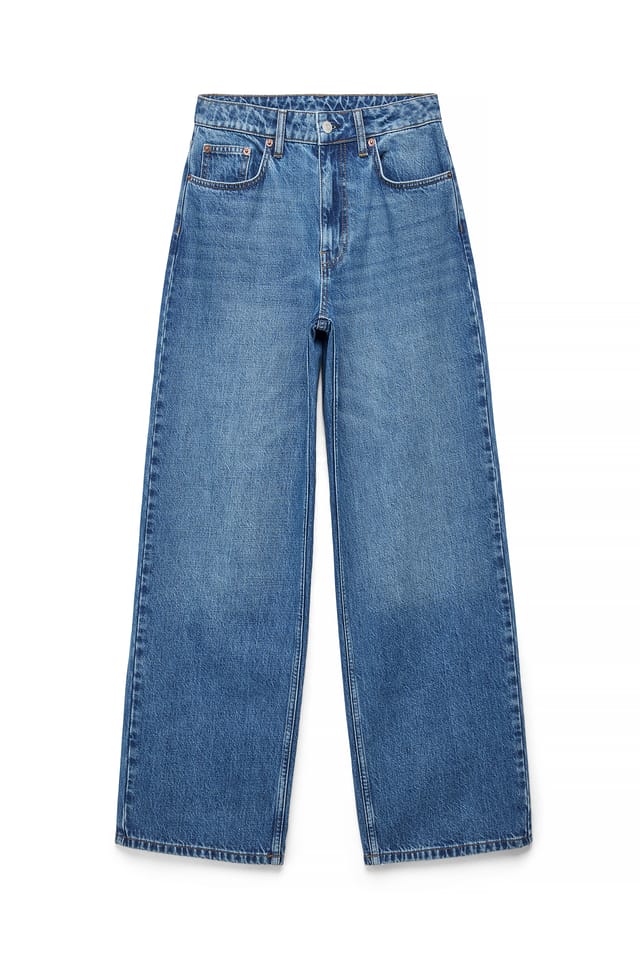Mid Blue Alley High Waist Wide Jeans