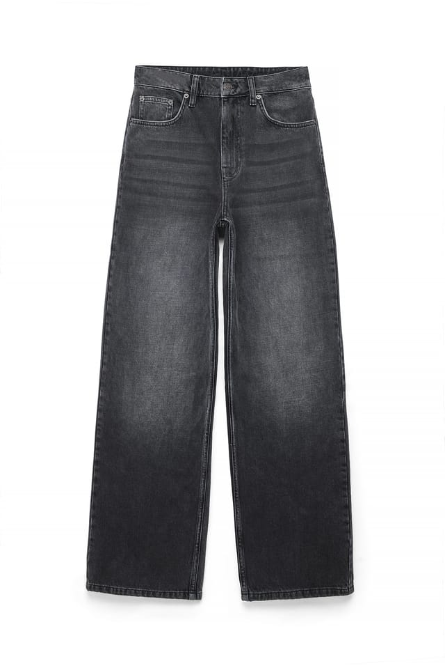 Dark Grey Alley High Waist Wide Jeans