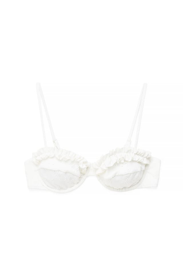 White Anglaise bikinitopp med kupa