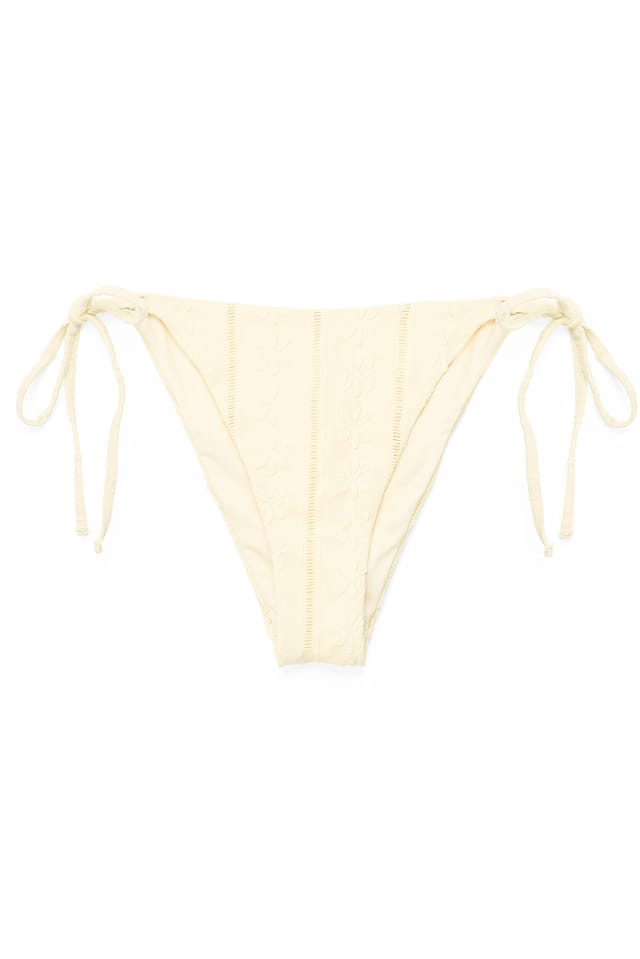Light Yellow Anglaise Bikini-Höschen mit Schnürdetail