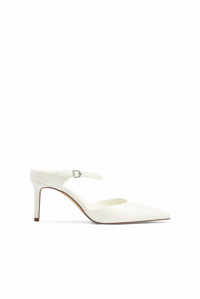 White Ankle Strap Pumps