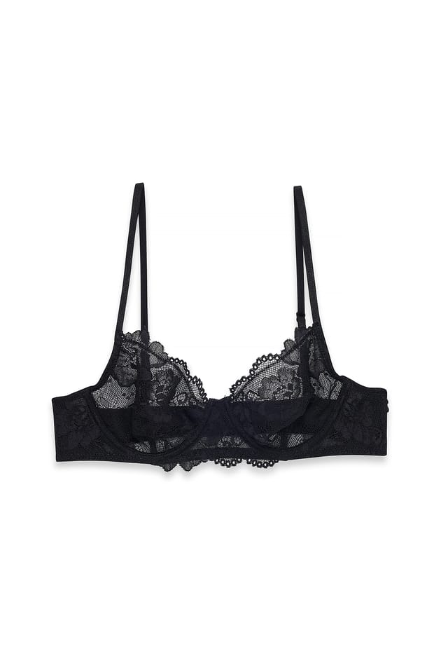 Black Balconette-bh med spets