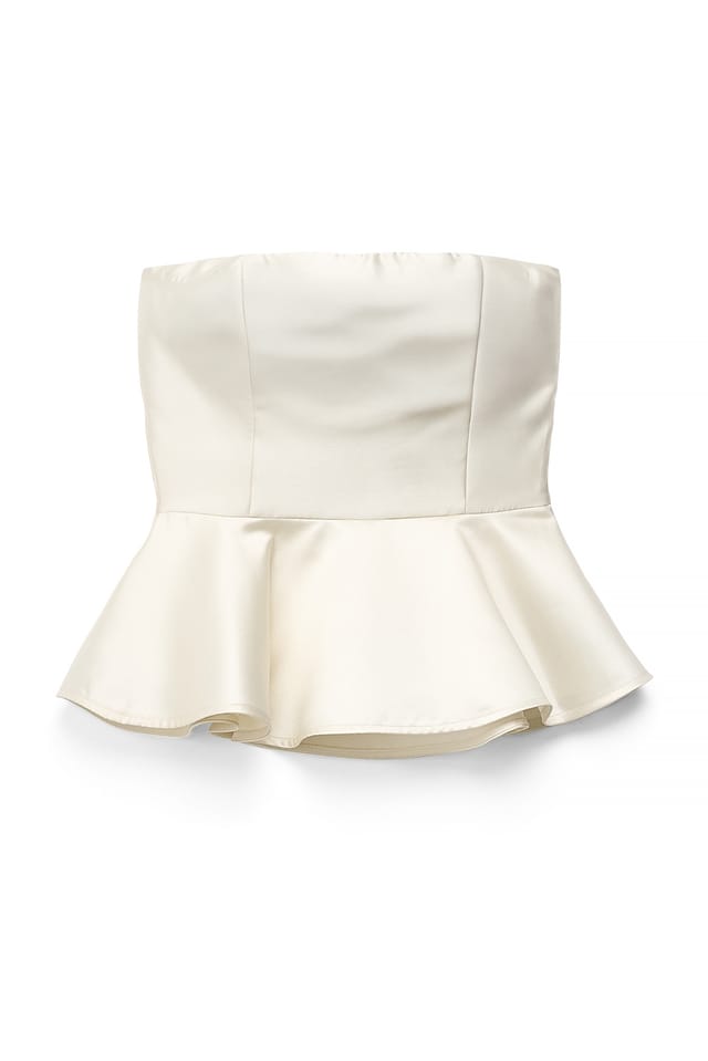 Cream Bandeau Peplum Top