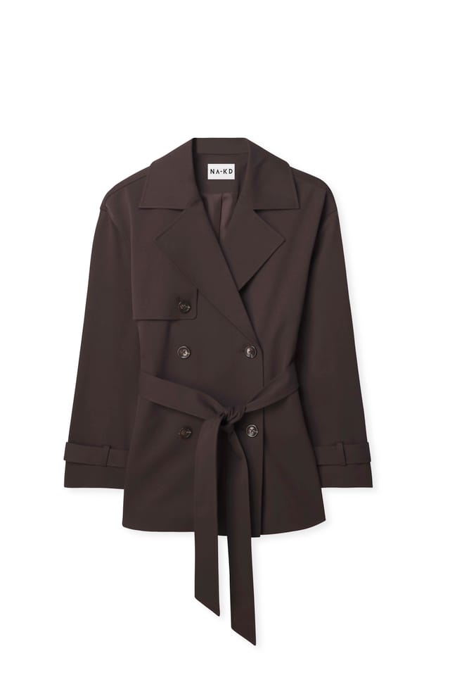 Brown Kurzer Trenchcoat mit Gürtel