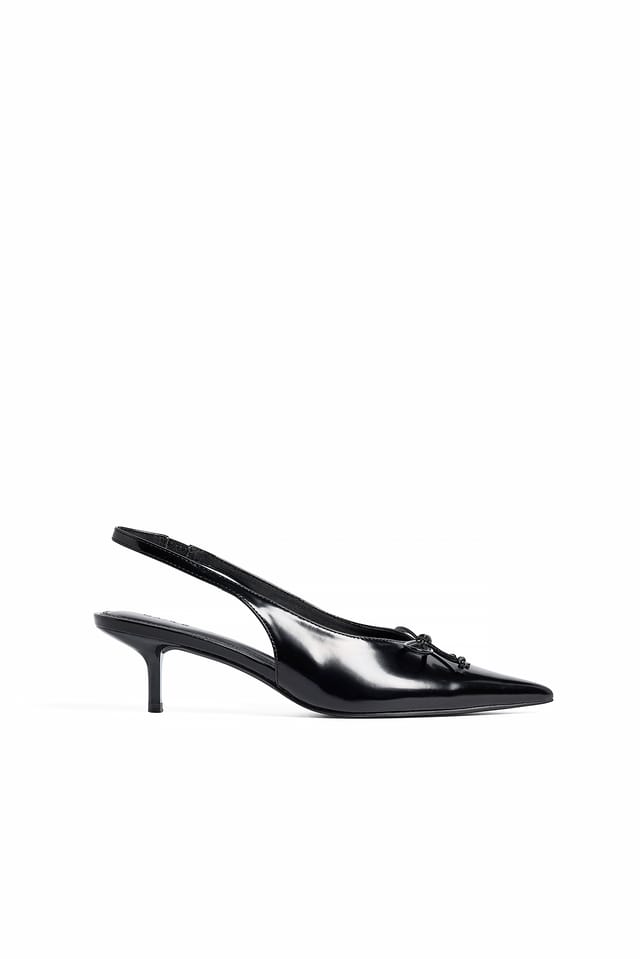 Black Bow Detail Slingback Pumps