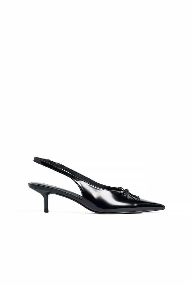 Black Bow Detail Slingback Pumps