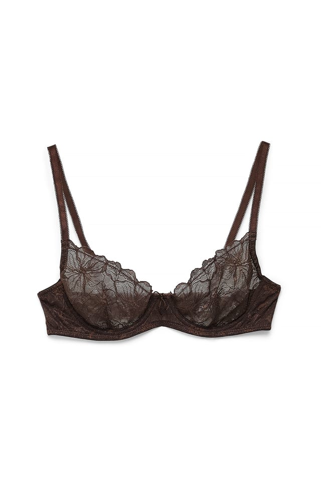 Brown Bow Detailed Wire Bra