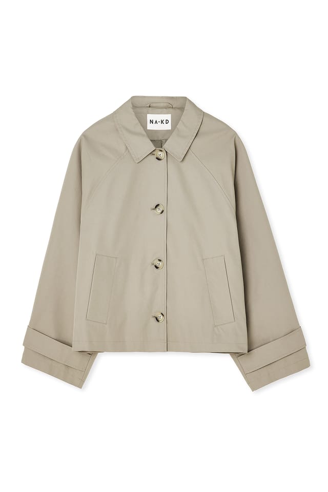 Beige Kurzer, kastenförmiger Trenchcoat