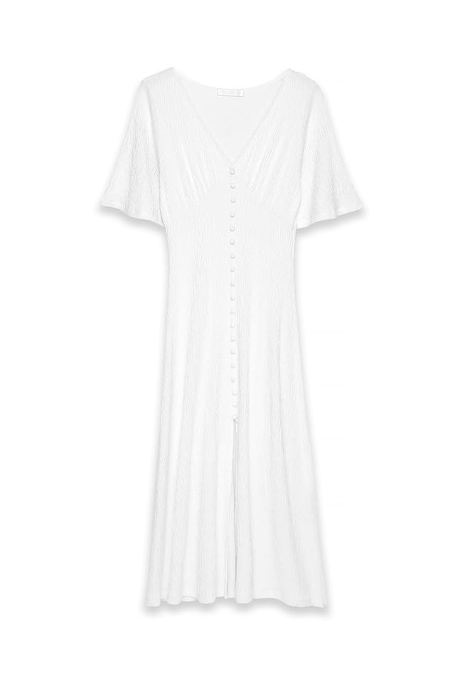 White Midikleid mit Knopfdetail