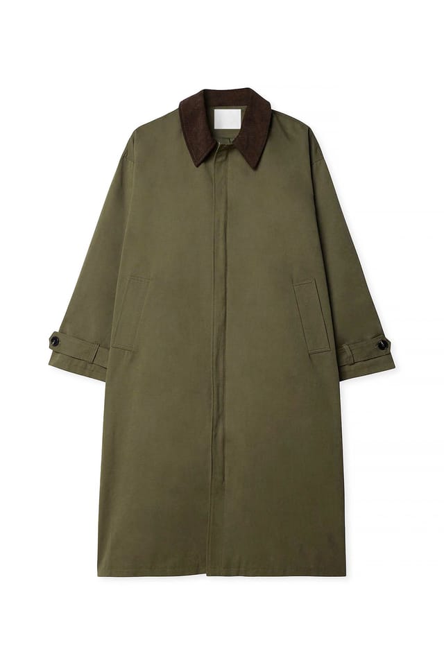 Khaki Contrast Collar Trenchcoat