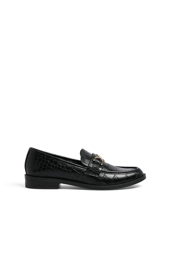 Black Croc Loafers