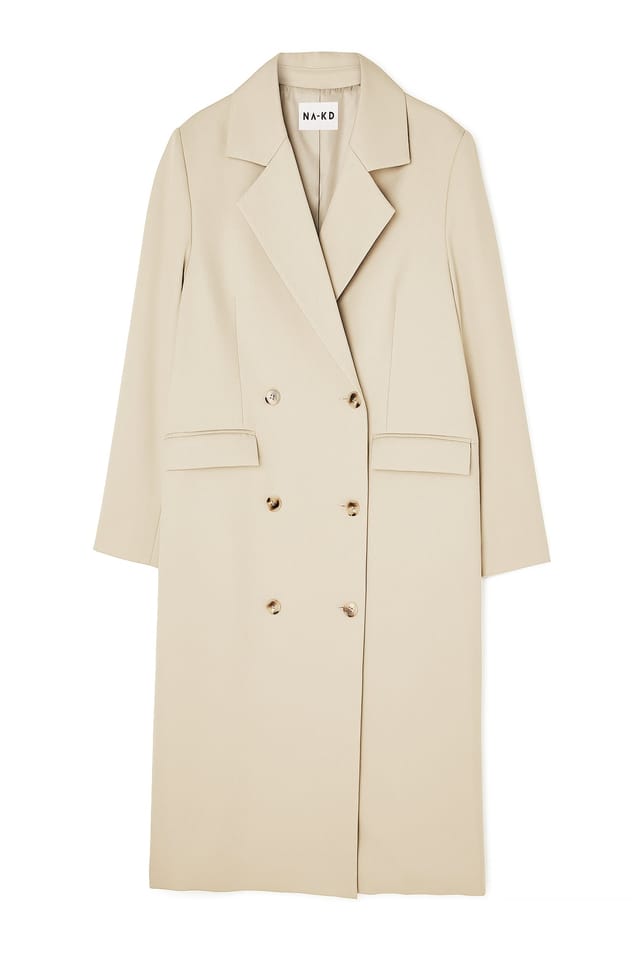 Light Beige Zweireihiger Trenchcoat