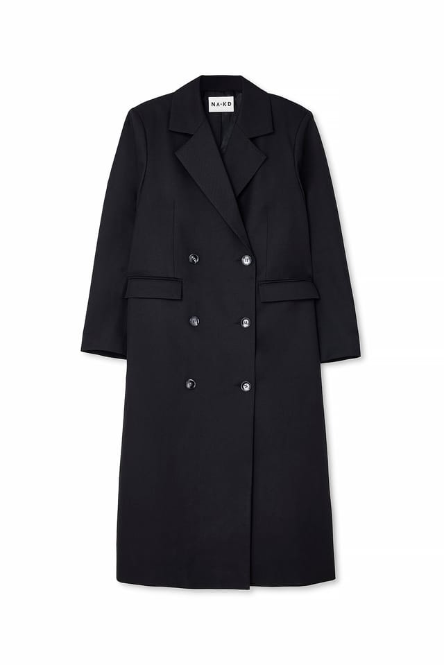 Black Zweireihiger Trenchcoat