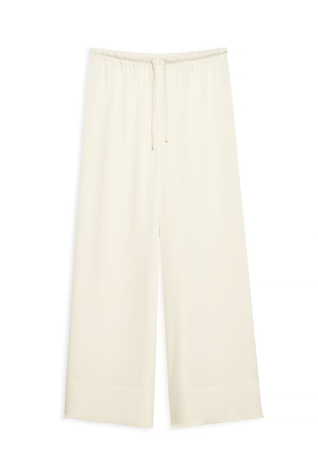 Cream Satin-Hose mit elastischem Bund und mittlerer Leibhöhe