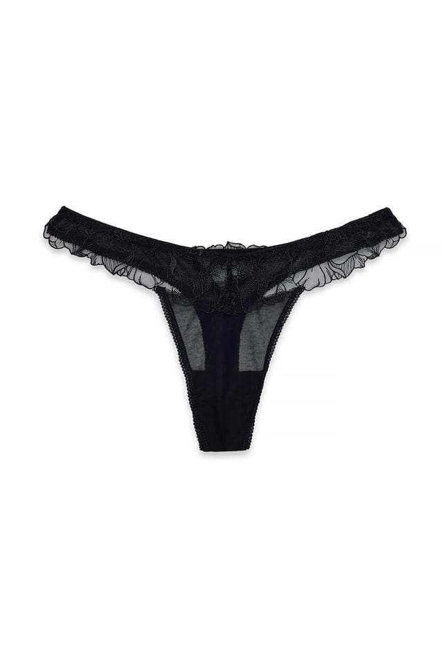 Black Trosa i mesh med broderi