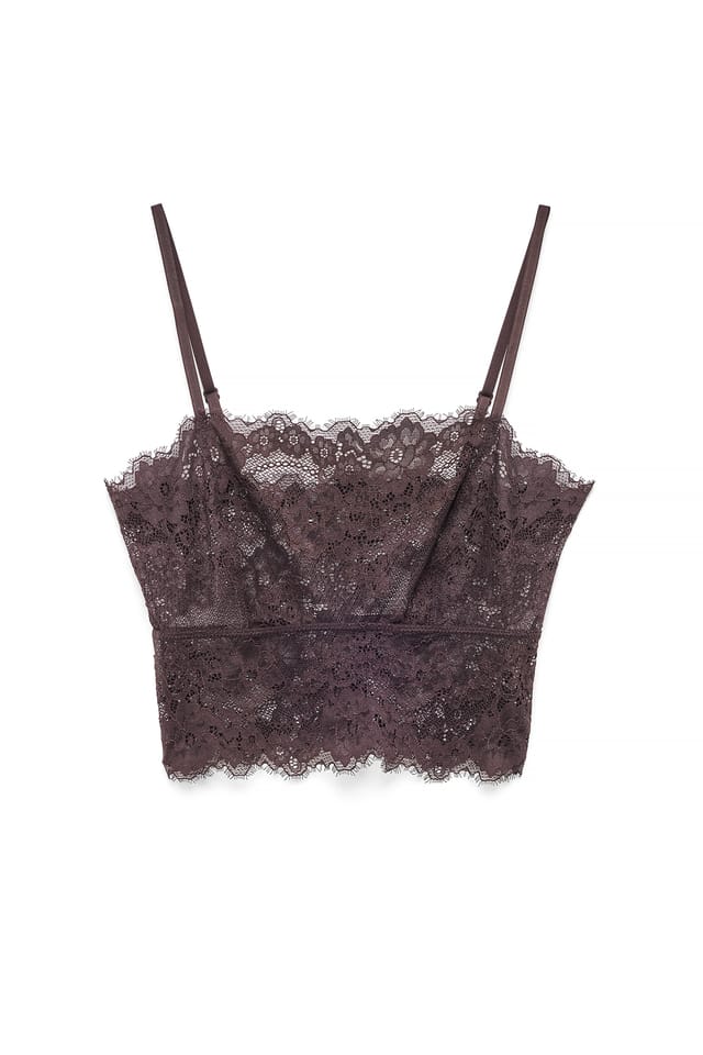 Brown Bustier en dentelle festonnée
