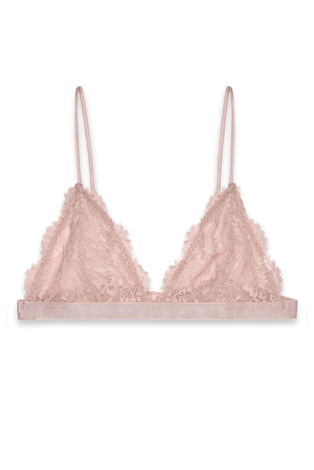Dusty Pink Soutien-gorge souple en dentelle frangée