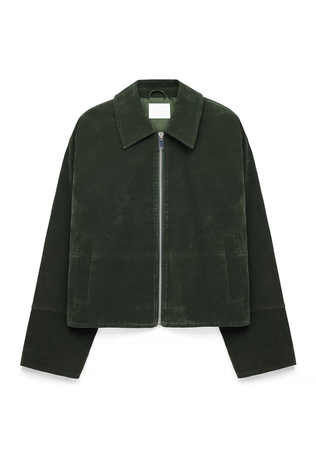 Dark Green Jacke aus Kunst-Wildleder mit Reißverschluss