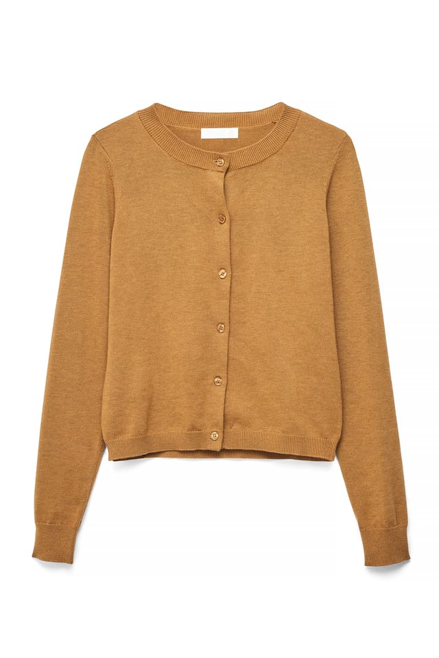 Camel Finstickad cardigan