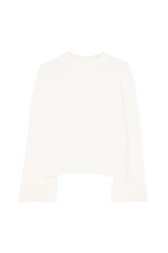 Offwhite Stickad tröja med vikta ärmar