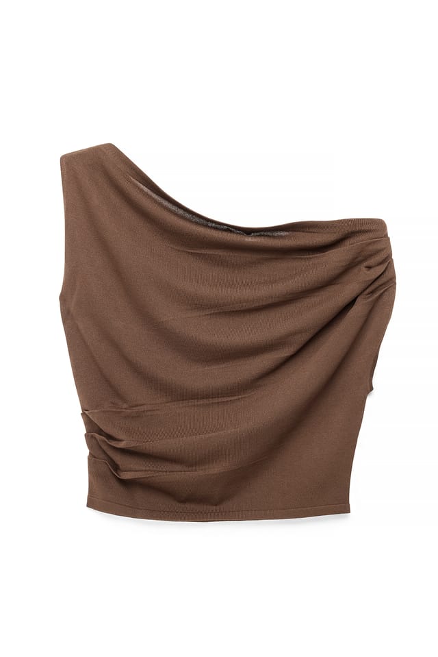 Brown One-Shoulder-Strick-Top
