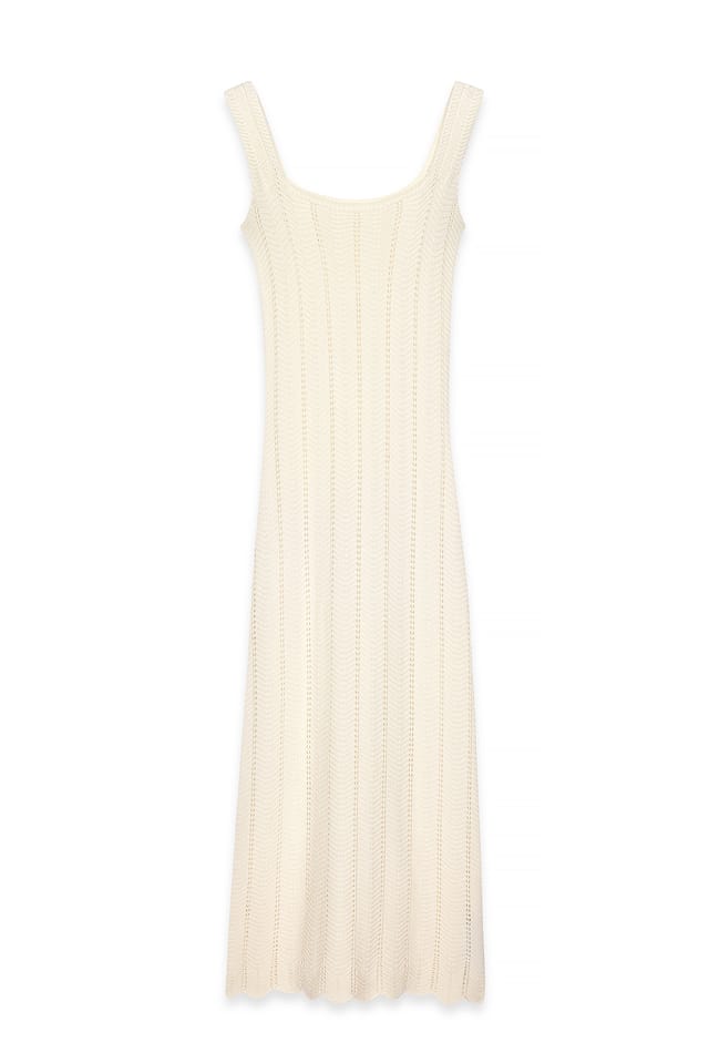 Offwhite Strikket vid midi kjole