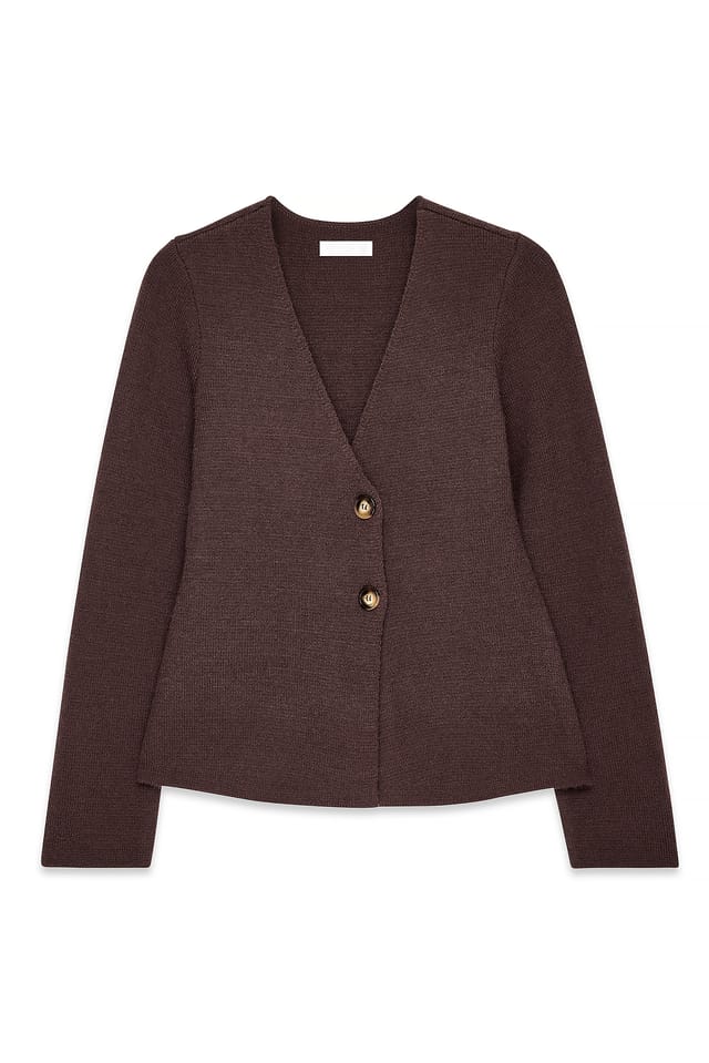 Brown Gestrickte Strickjacke mit überlappendem Schnitt