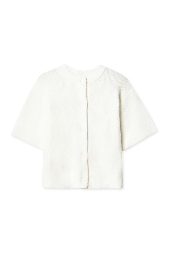 Offwhite kurzärmeliger Strick-Cardigan