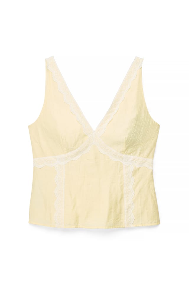 Light Yellow Singlet med spetsdetalj