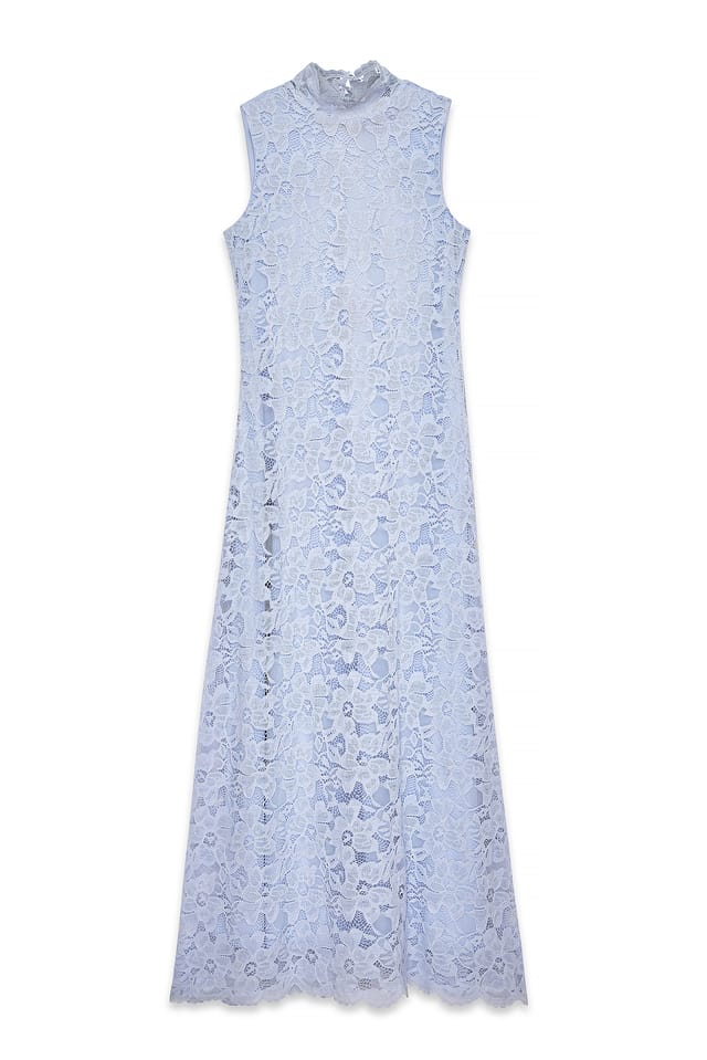 Light Blue Robe longue en dentelle