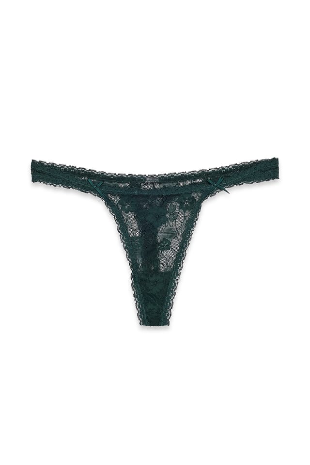 Deep Green Spitzen-String