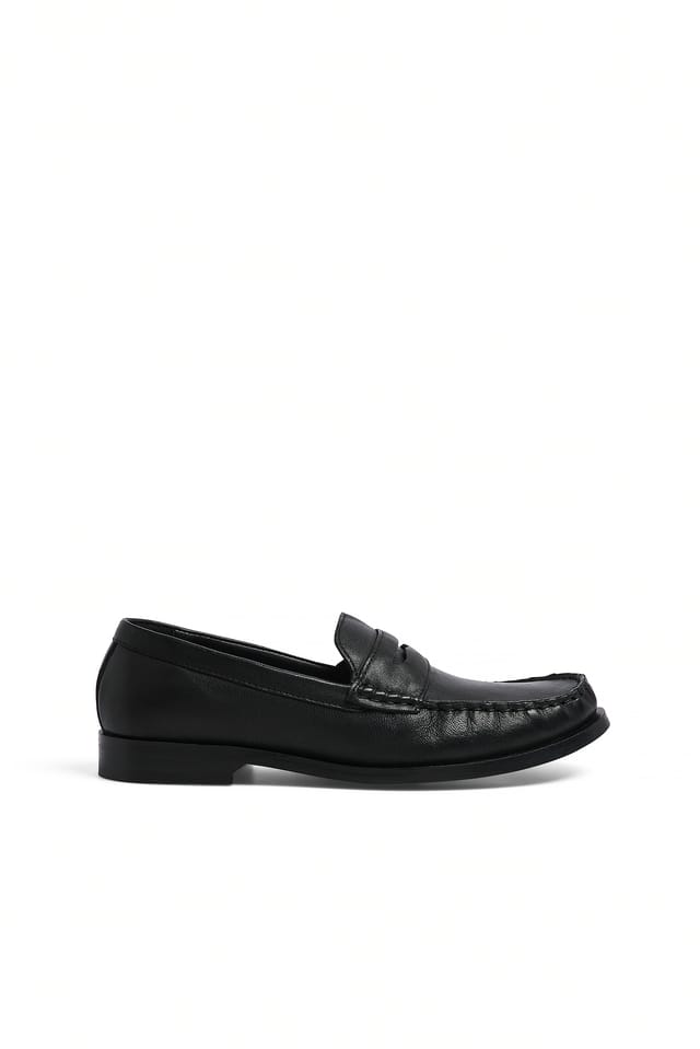 Black Leder-Slipper